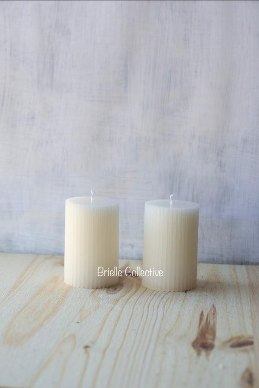 Ribbed Pillar Candle (medium) - Brielle Collective