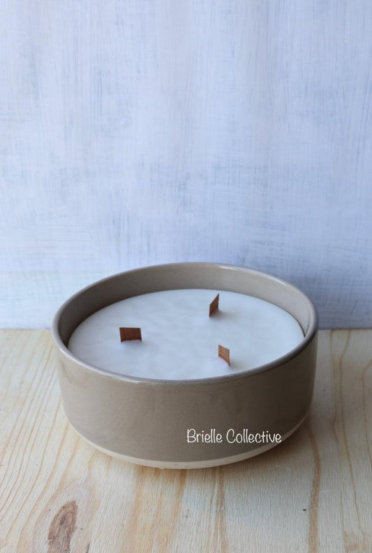 3 Wooden Wick Sandy Candle Bowl - Brielle Collective