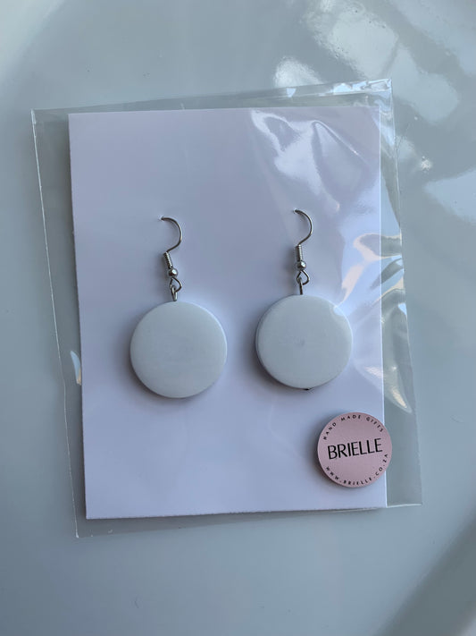 White Wooden Circular Earring set - Brielle Collective