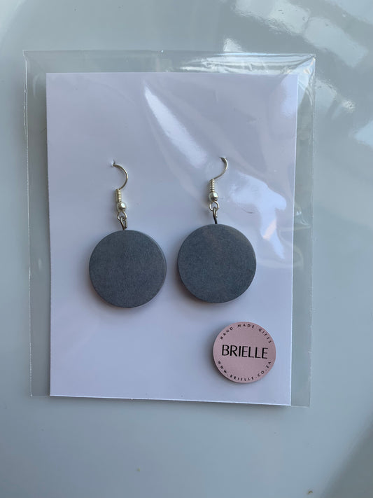 Grey Wooden Circular Earring set - Brielle Collective